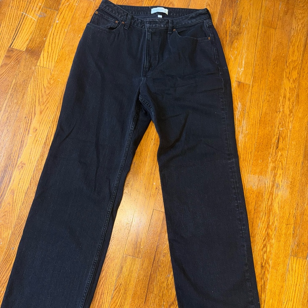 Abercrombie & Fitch 90s Relaxed High Rise Curve Love Black Jeans